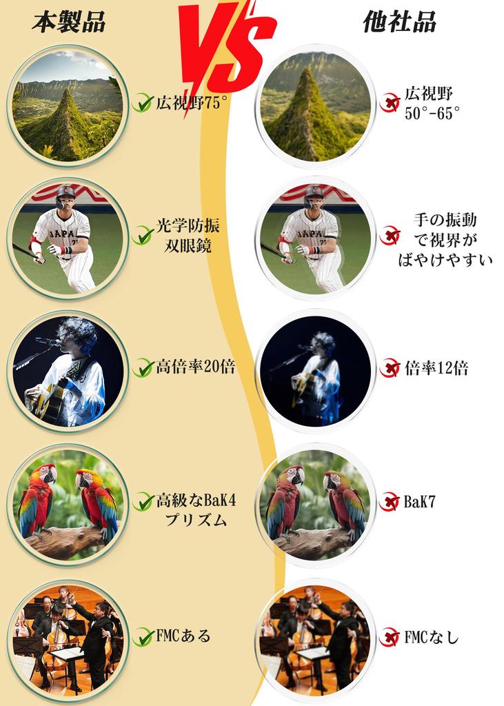 Compact Binoculars for Live Performances, 20x Magnification, Ultra-Lightweight, Concert Compatible, Eyeglasses Compatible, BAK4 Optical Lens,