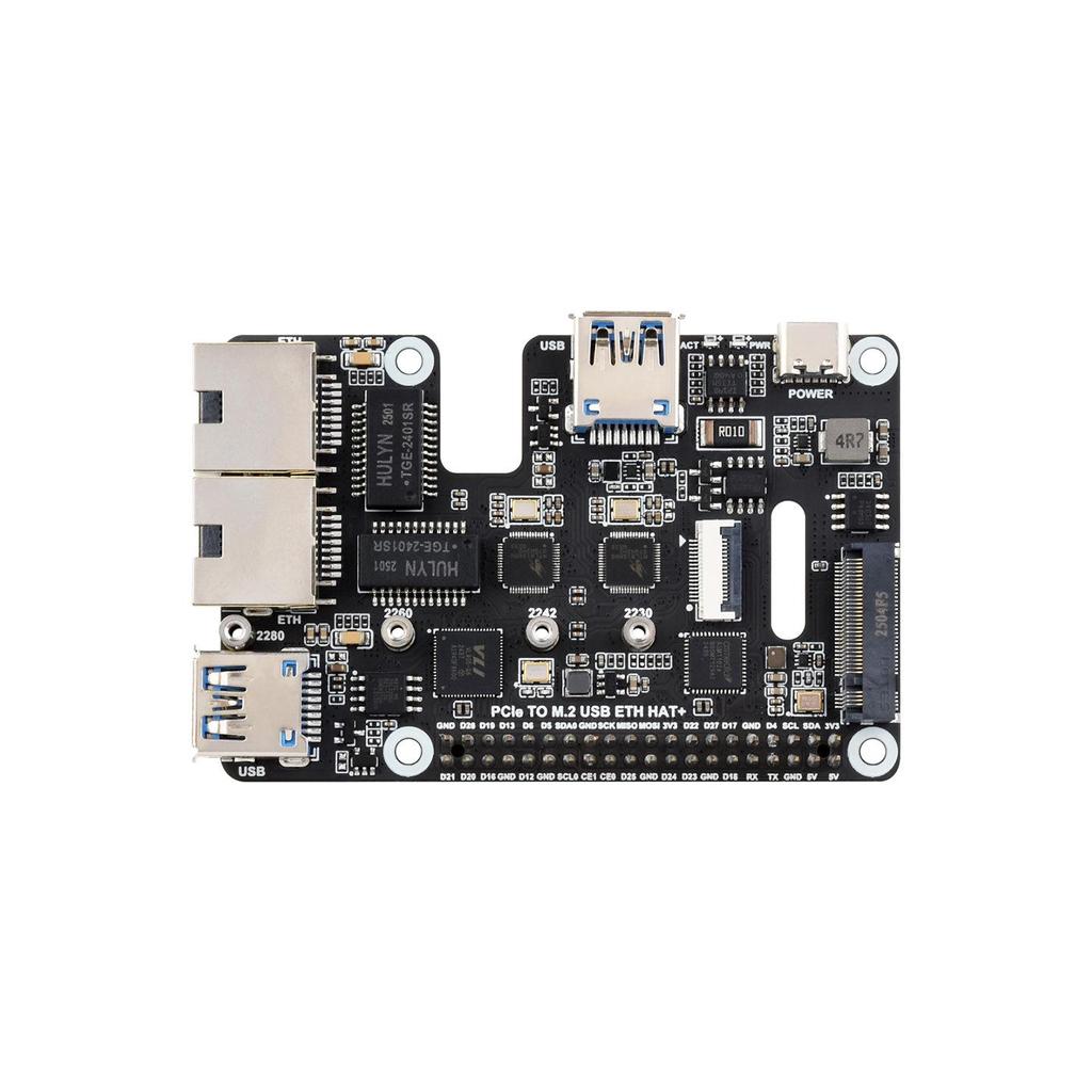 Raspberry Pi 5 PCIe Expansion Card: Plug & Play, Dual Network Ports, Dual USB, High-Speed.