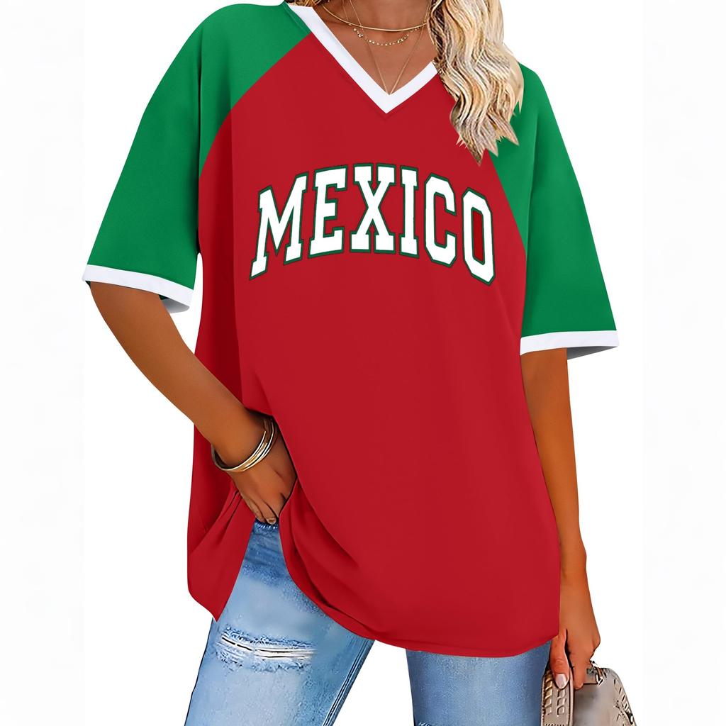 Women's Casual Short Sleeve V Neck T Shirt with Letter Print Relaxed Fit Lightweight Summer Top for Vacation and Everyday Wear