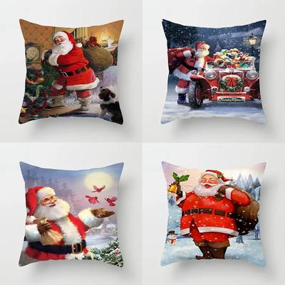 Noel Temalı Yastık Kılıfları Araba Aksesuarları Ofis Noel Baba Oturma Odası Kanepe Ev Yastık Kılıfları