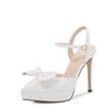 Spring and summer new bow pointed high heels women's thin heels shallow mouth socialite fairy word with sandals