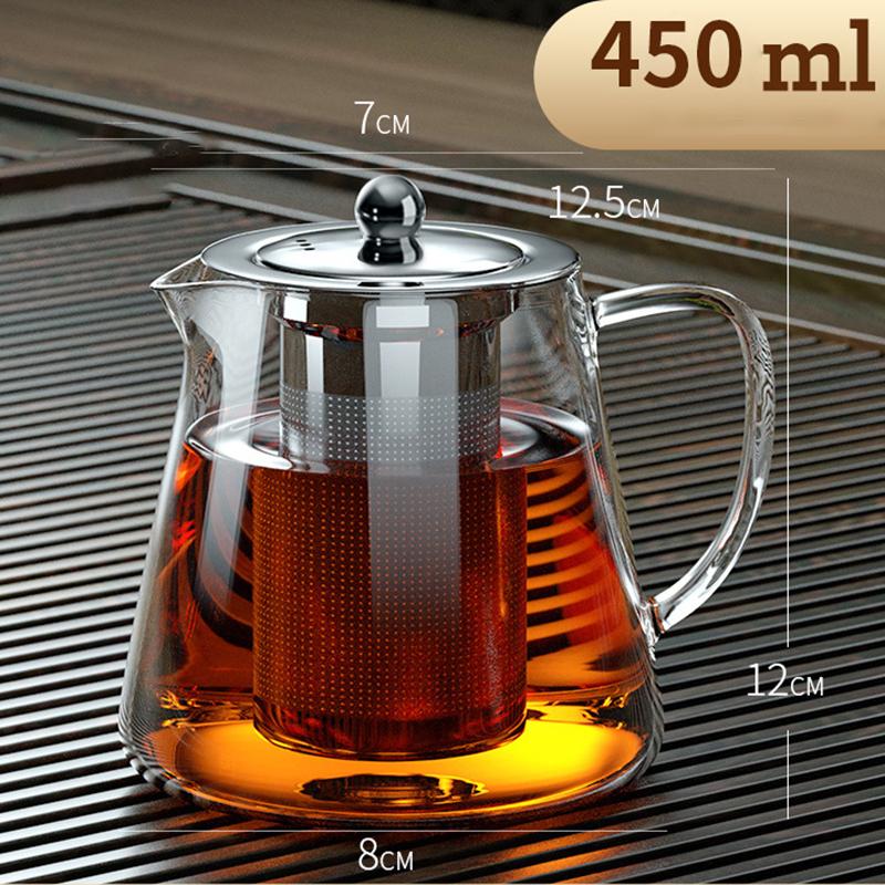 Heat Resistant Glass Teapot with Stainless Steel Tea Strainer High Heat Resistant Infuser Flower Kettle Kung Fu Tea Pots