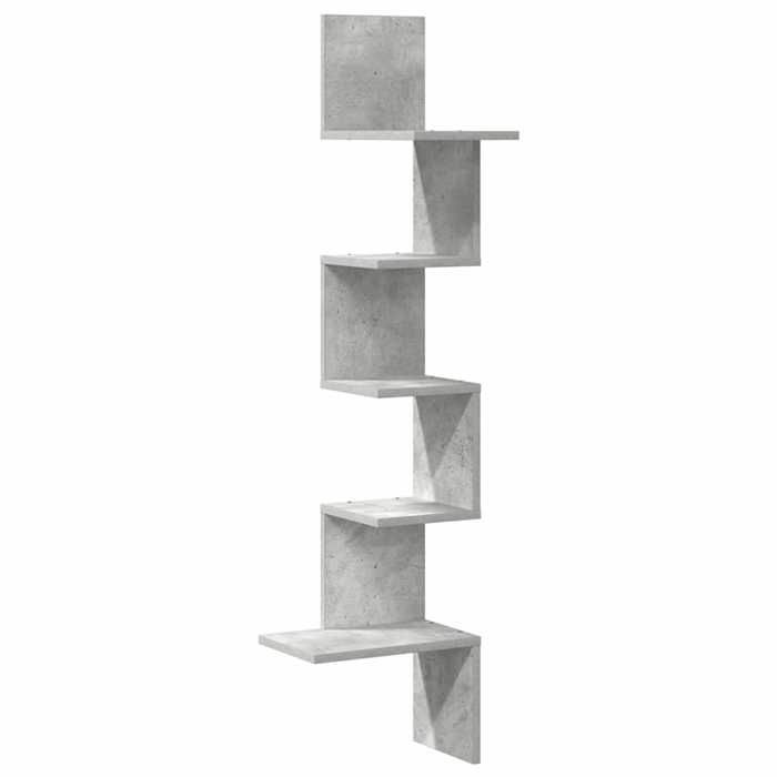 VidaXL Corner Wall Shelf Concrete Grey 32x32x127.5cm Engineered Wood, Wall Shelf, Hanging Shelf, Wall Shelf 860520