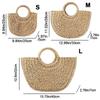 Hand Woven Straw Woven Handbag Large Tote Crossbody Shoulder Hand Woven Bag Boho Half-Moon Hollow Out Beach Bag Basket Tote