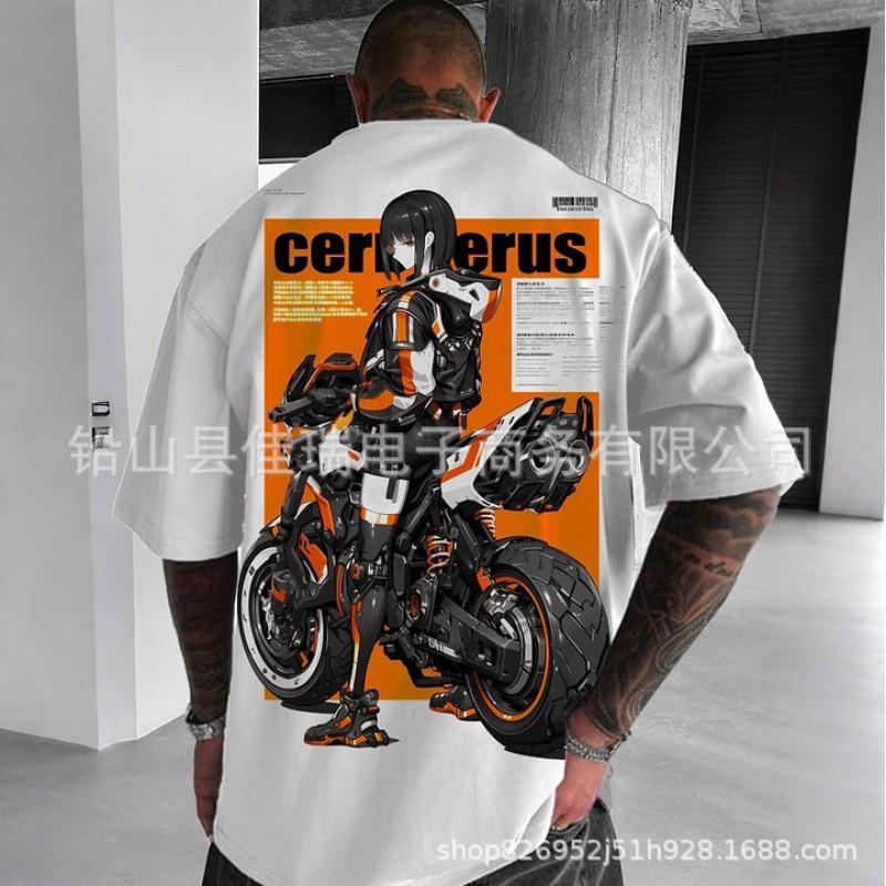 Mens Loose Fit Short Sleeve T-Shirt With 3D Digital Print Breathable Cotton Blend Sports Casual Wear