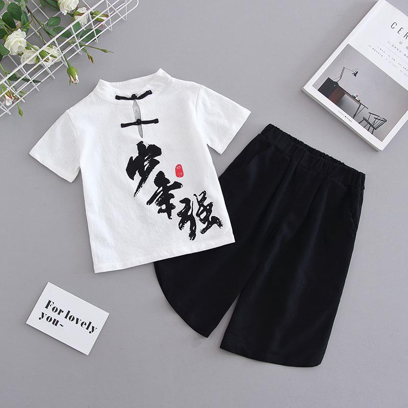 

Мальчики Ханбок Летний китайский стиль Ретро Тонкий кусок хлопка и льна Костюм Маленький мальчик 1 июня Выступление Тан Костюм 140