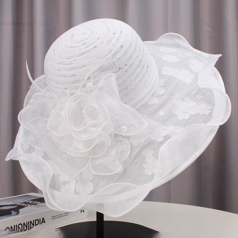 Big Brimmed Beach Sun Hat, Summer Beach Sun Hat, Fisherman Hat, Foldable Lace Elegant Flower Cool Hat