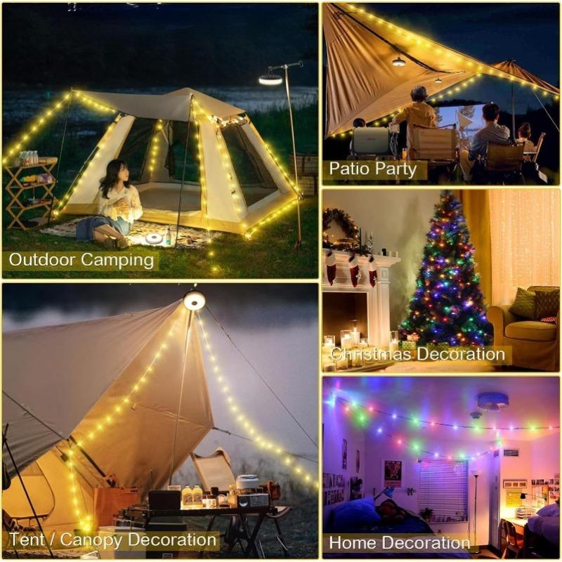 Outdoor Camping String Light with 5 Modes Rechargeable String Light Camping 2 In 1 Waterproof Portable USB Camping Lights for Camping Yard Party Decor