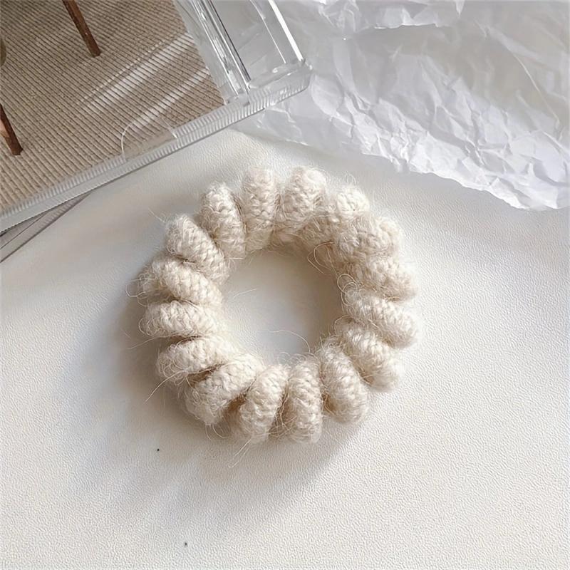 Neue Wolle Telefonkabel Scrunchies Spiralform Haargummi Einfarbig Gummibänder Elastisches Haarband Damen Haarschmuck