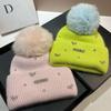 Light Luxury Rhinestone Min Small Fragrant Style Design Big Hairball Knitted Hat Winter Sweet Plush Warm Rabbit Fur Wool Hat