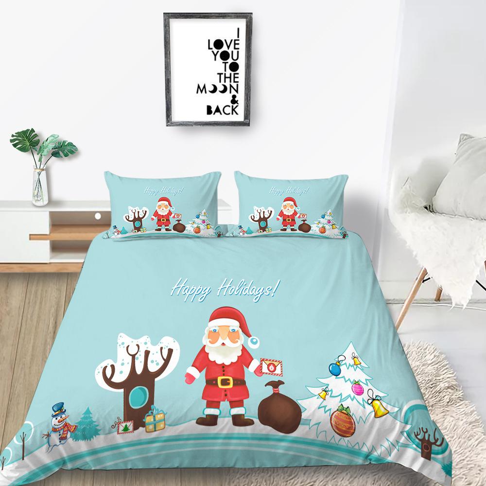 Quilt Cover Pillowcase Two Or Three-Piece Christmas Gift Series Polyester 3D Digital Printing