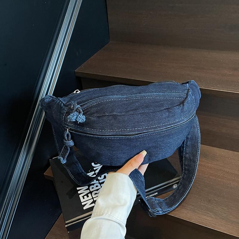 Fashion Denim Zipper Patchwork Waist Packs High Quality Casual Women's Crossbody Bags Simple Large Capacity Women's Shoulder Bag