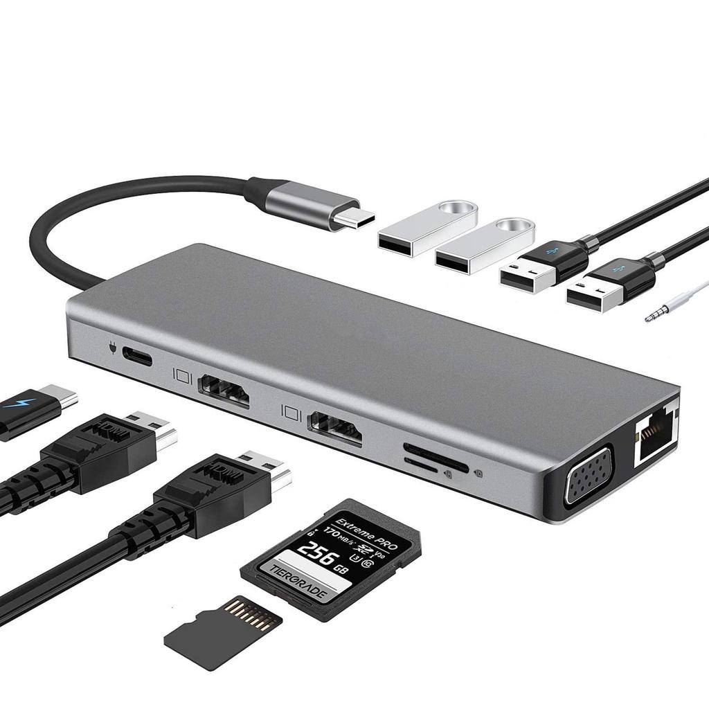 11-in-1 USB-C To HDMI Expansion Dock with SD/TF Card Reader for Mobile Phones, Laptops, and Game Consoles