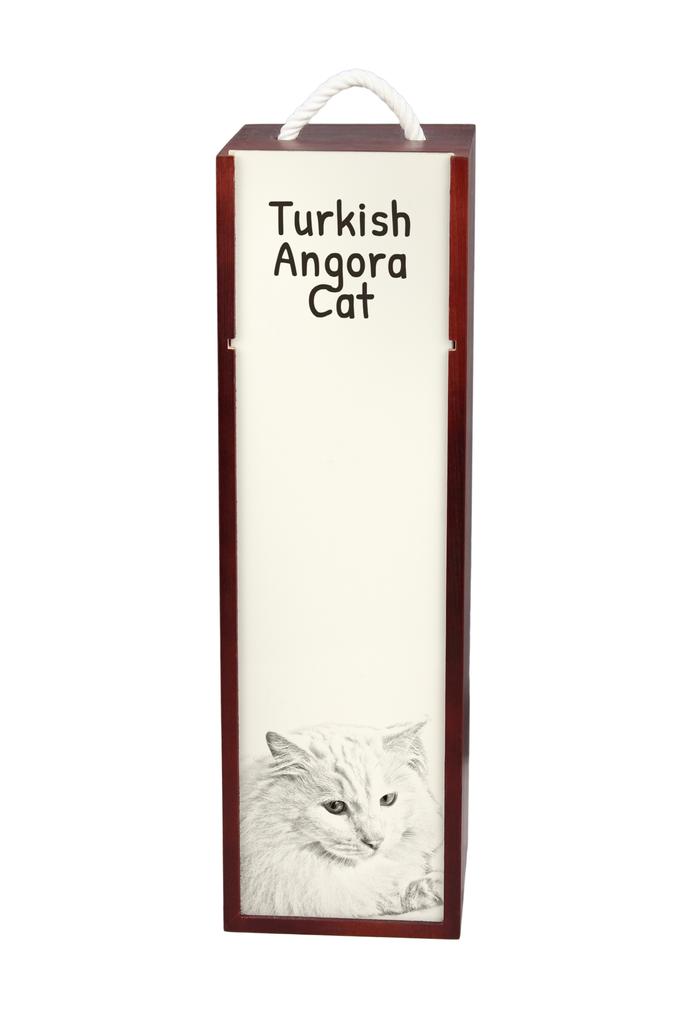 Turkish Angora - wine box with a cat, alcohol box with graphics, personalized gift box from the Art-Dog brand