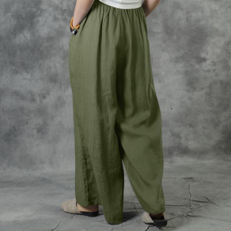 Large Size Loose Cotton and Linen Casual Trousers Women