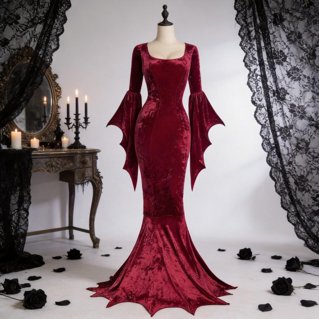 Costume da Strega Gotica in Velluto per Cosplay e Giochi di Ruolo di Halloween