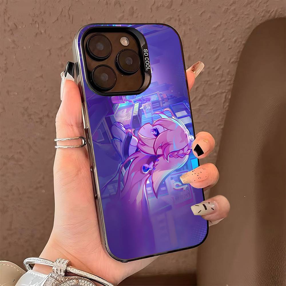 Coque de téléphone Yae Miko Genshin Impact pour iPhone 17 17Air 16 15 14 13 12 11 Pro Max Plus Colorée Argent