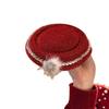 Elegant Rhinestone Pearl Snowflake Pompon Hair Clip - Festive Duckbill Headwear for Christmas