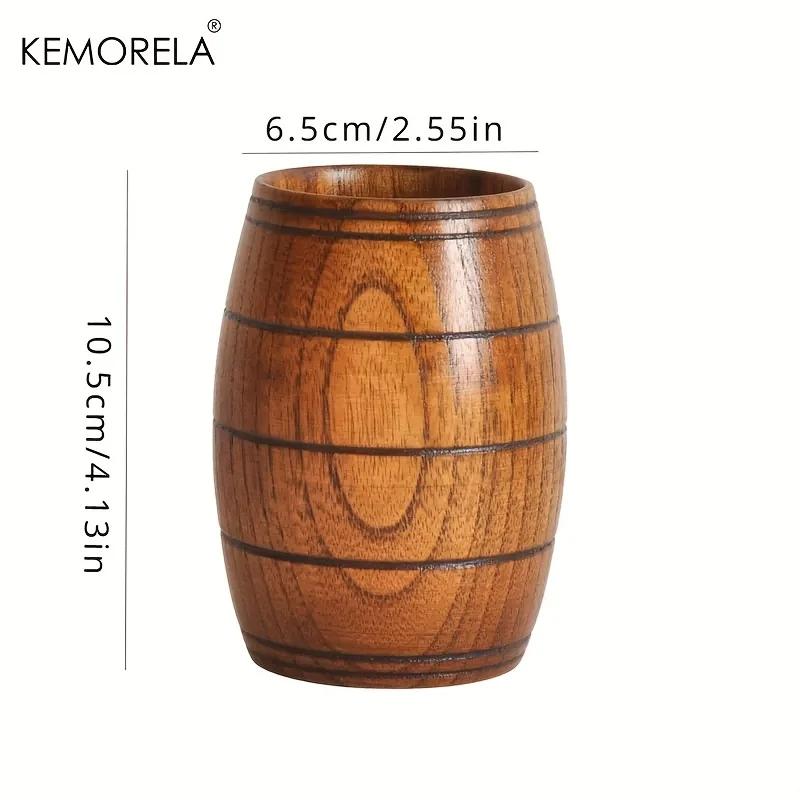 KEMORELA 210ml Naturalny Drewniany Kubek do Piwa Styl Wikingów Drewniany Kubek do Picia Piwa Rzemieślniczego Ale Mleka Wina - 1/2 SZT