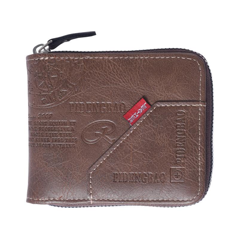 

Men s PU Leather Zipper Wallet - Classic Style with Multiple Card Slots and Money Clip 11.5 x 9.5 x 1.5 CM светло-коричневого