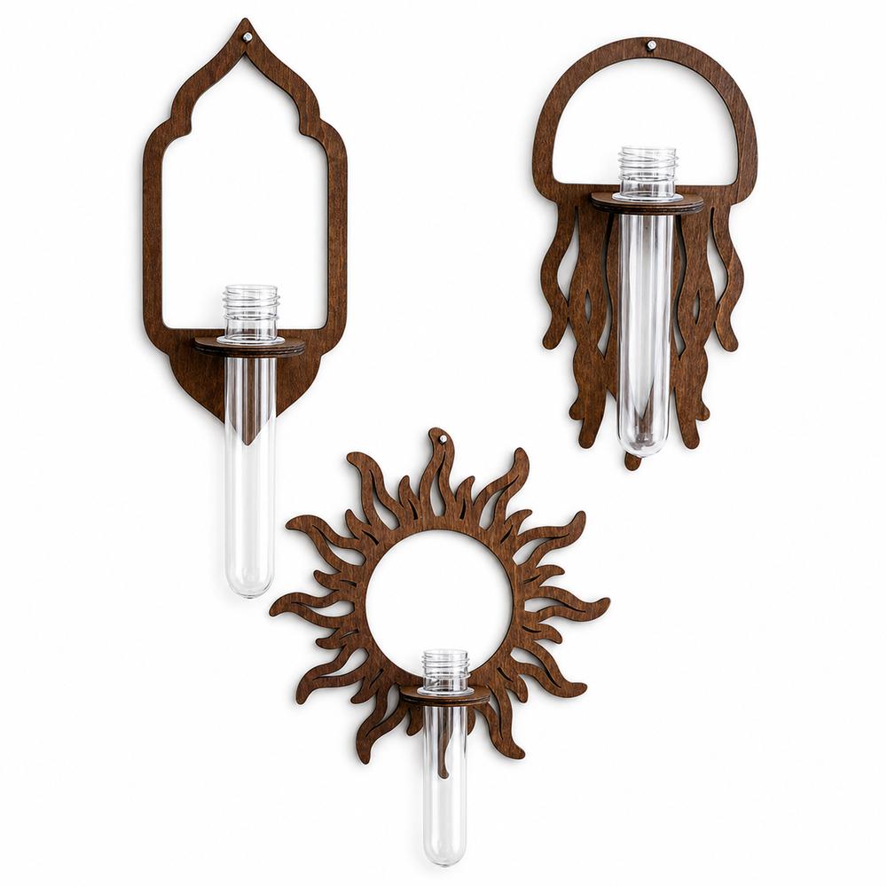 Wood Wall Propagation Station Bohemian Style Plant Propagation Vase Bedroom Wall Decor