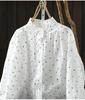 Women's Spring 2026 Polka Dot Lace Collar Cotton Shirt with Embroidered Jacquard Design
