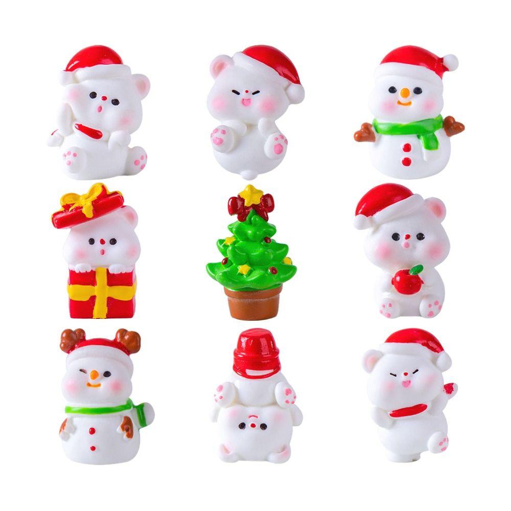 

Fairy Garden Miniature Snowman Knick-knacks Resin Cartoon Bear Statue Christmas Bear Figurines 8