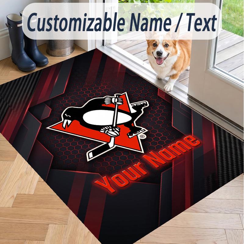 Custom Text Printed Rug Pittsburgh Penguins Non Slip Floor Carpet For Home Room Decor
