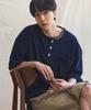 RUGGED HOUSE Easy Snap One-Pocket Waffle Henley Neck Short Sleeve Tee Navy