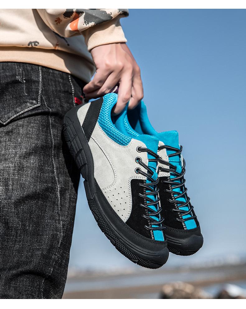 New Spring Arrival: Large Size Men's Leather Casual Sports Shoes - Non-slip, Wear-resistant for Outdoor Hiking and Travel