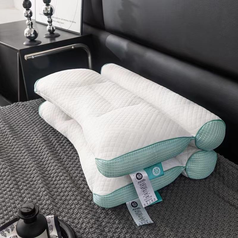 Oreiller cervical haut de gamme, oreiller ménager en coton tricoté, oreiller cervical pour la colonne vertébrale, dortoir étudiant simple respirant