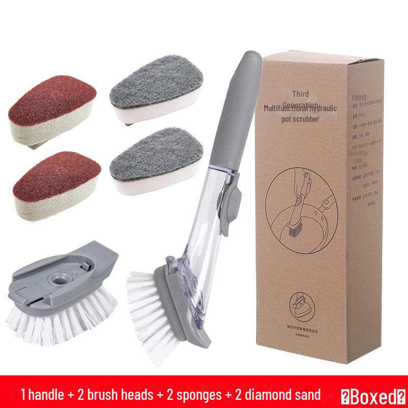 

Кухонная щетка для мытья посуды с длинной ручкой, губкой и дозатором жидкости