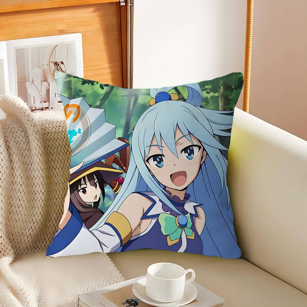 Aqua Konosuba Anime Cushion Cover 30x50 Polyester Sofa Cushions Decorative Throw Pillows Home Decoration Pillowcover