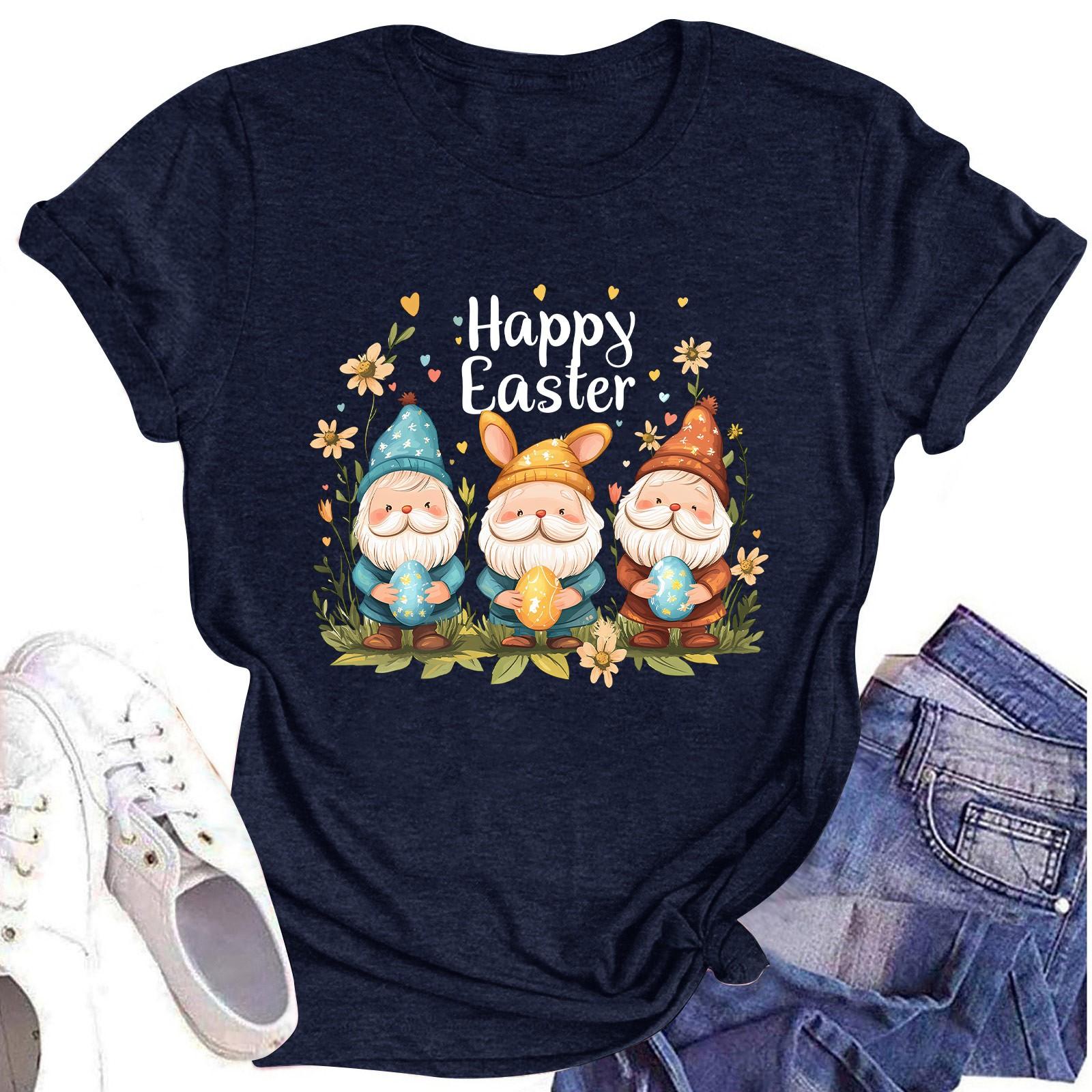 

Женский топ с круглым вырезом, повседневный принт, футболка с короткими рукавами XL тёмно-синий