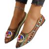 Damen Mittelgröße Metallschnalle Niedriger Absatz Graffiti Spitzschuh Tiefe Ausschnitte Ballerinas Retro Römischer Stil Neue Herbstschuhe