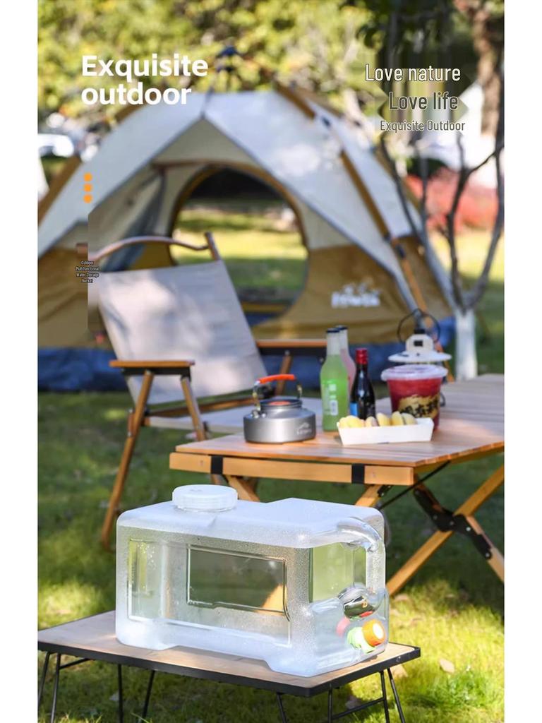Großer transparenter Outdoor-Wassertank mit Hahn für Auto Reisen und Selbstfahrertouren.
