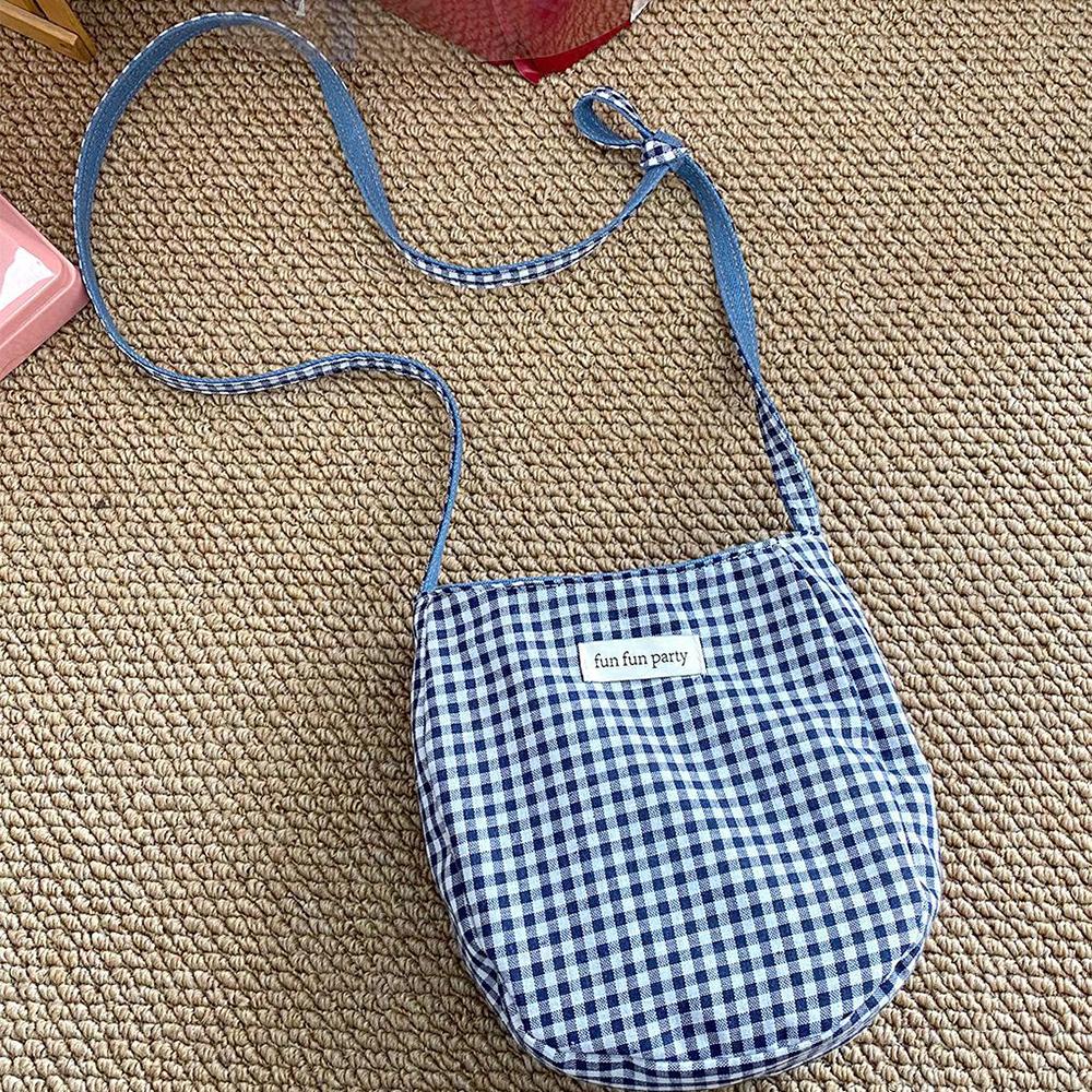 Cute Crossbody Phone Pouch Plaid Grid Shoulder Bag Casual Small Square Bag Travel