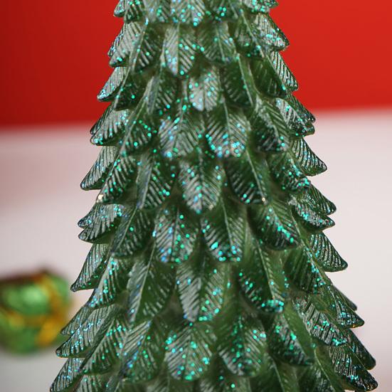 Resin Christmas Tree Figurine Small Tabletop Christmas Tree Decoration with Star Topper