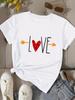 (Asian Size) Tee Top Clothing T Shirt Women Love Letter Style Fashion Woman Print Female Short Sleeve Graphic T-shirts