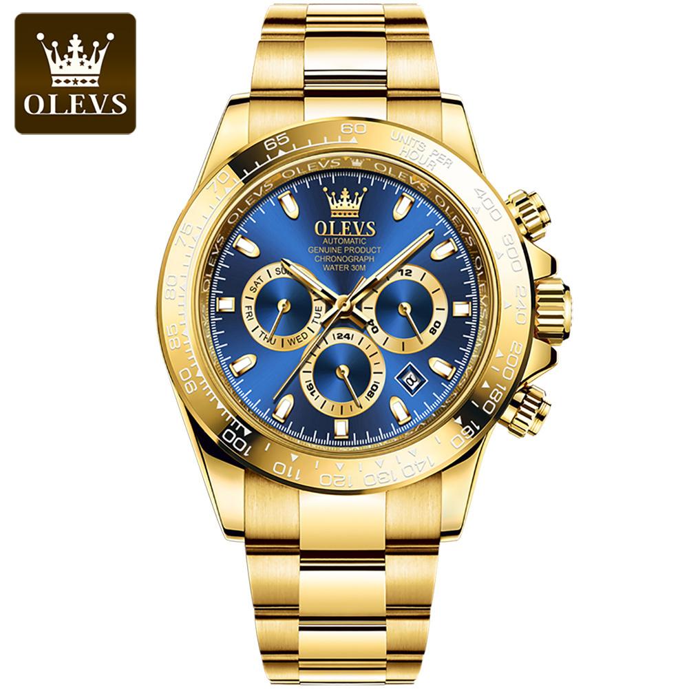 OLEVS New Quality Three-eye Watch Luminous Waterproof Multifunctional Automatic Mechanical Watch for Men