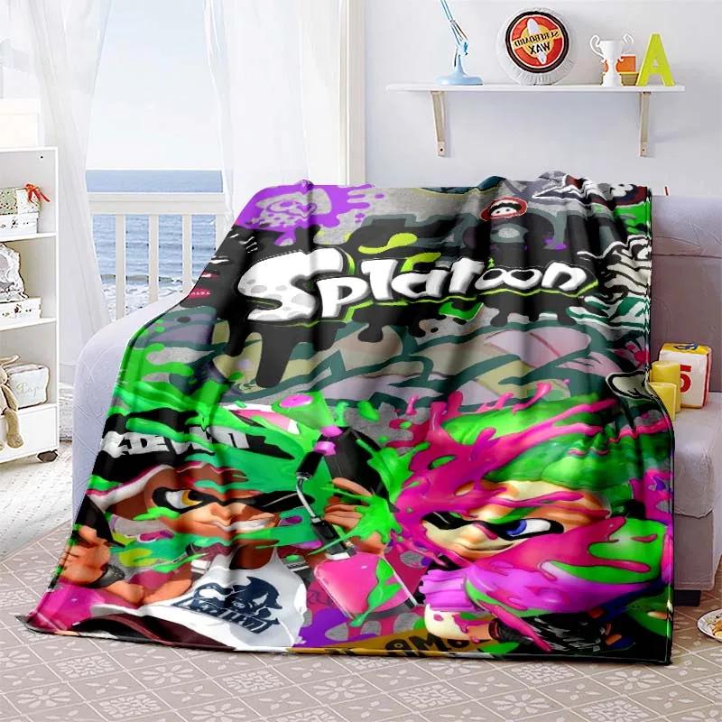Gra 3D, Splatoon, Modny Uroczy Kreskówkowy Miękki Pluszowy Koc, Koc Flanelowy Pokój Gracza Łóżko Sofa Koc na Drzemkę grinch