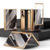 Plating Leather Phone Case For Samsung Galaxy Z Fold 8 Wide 7 6 5 4 TriFold Luxury Hidden Bracket Cover with Pen Slot & S Pen Screen Protector Film