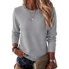 Women's Casual Crewneck Knit Sweater Long Sleeve Color Pullover for Fall Winter