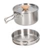 Cooking Pot and Pan Set 304 Stainless Steel Portable Camping Cookware Mess Kit with Storage Bag for