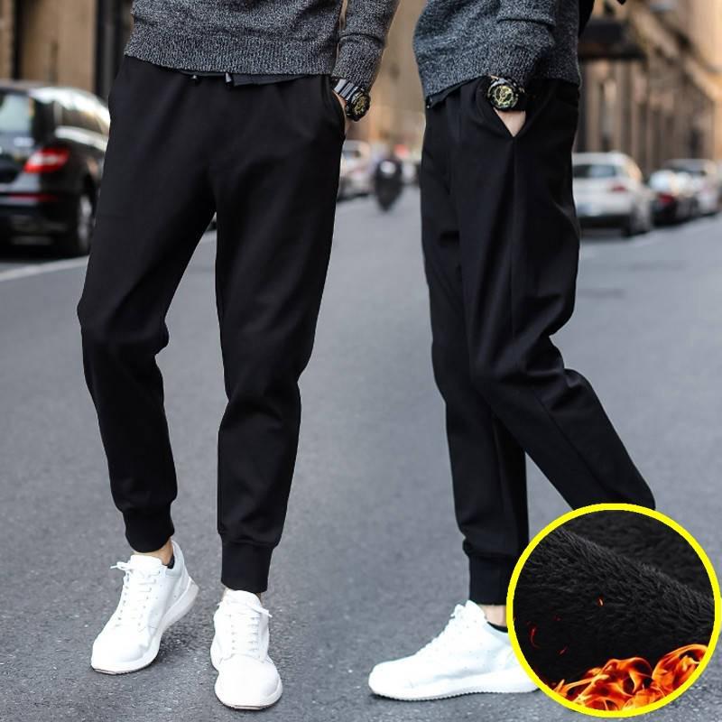 Men's 2024 Warm Lambskin Thickened Plus Velvet Sweatpants - Autumn/Winter Loose Fit Sports & Workwear Trousers