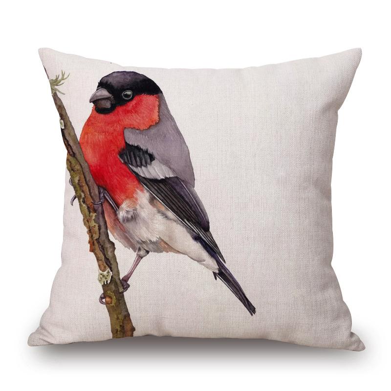 European Bee Eater Roller Bird Goldfinch Black Headed Bunting Kingfisher Drawing Print Decorative Cushion Cover Pillow Case