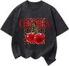 Mädchen Kirschleopard Hemden Süßes Vintage Grafik-T-Shirt Baumwolle Ästhetisch Trendiges T-Shirt für Tween-Mädchen Sommer Oberteile