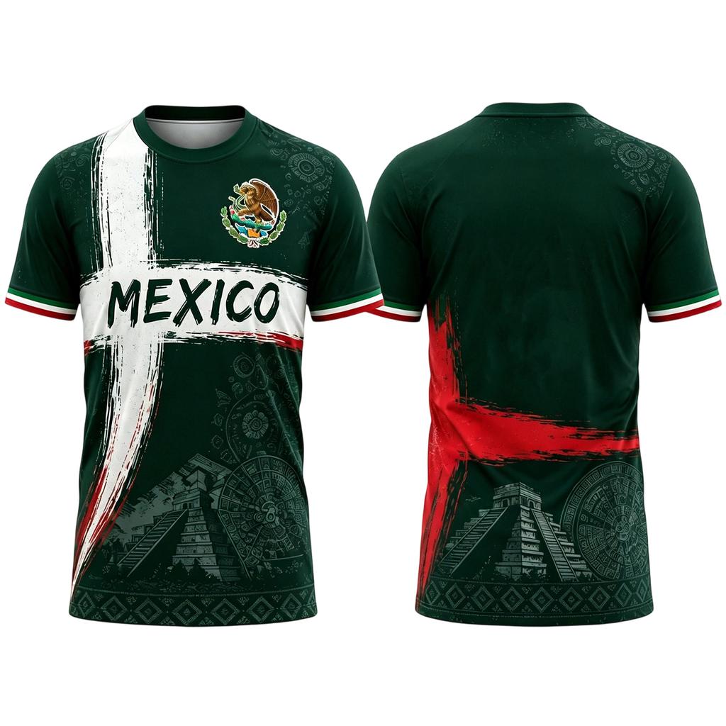 Men's Casual Printed Crew Neck Lightweight Breathable Short Sleeve T-Shirt Mexico Letter Design World Cup Style
