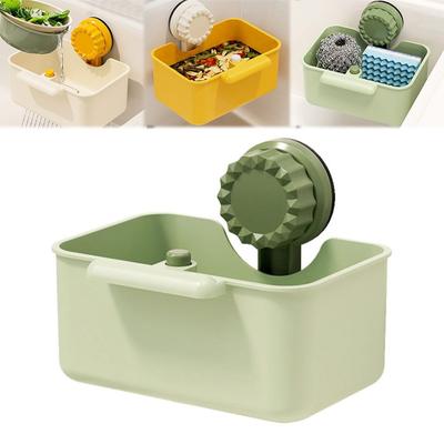 Suction Cup Sink Corner Rack Anti-leak with Drain Hole Sink Filter Hanging Basket Push-type One-touch Opening and Closing