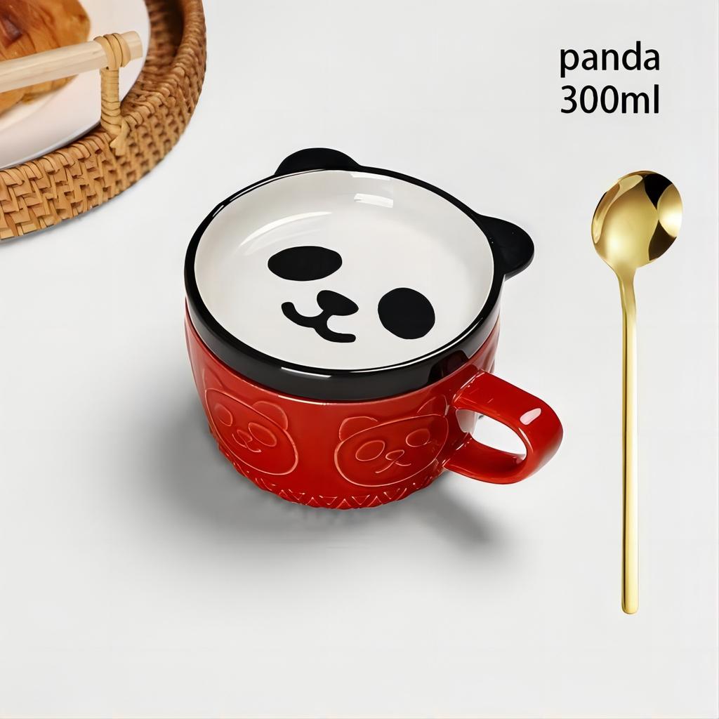 YWDL Cartoon Animal Ceramic Coffee Cup Kids Gift with Lid Mug Couple Coffee Cup Breakfast Milk Mug Porcelain Home Kitchenware